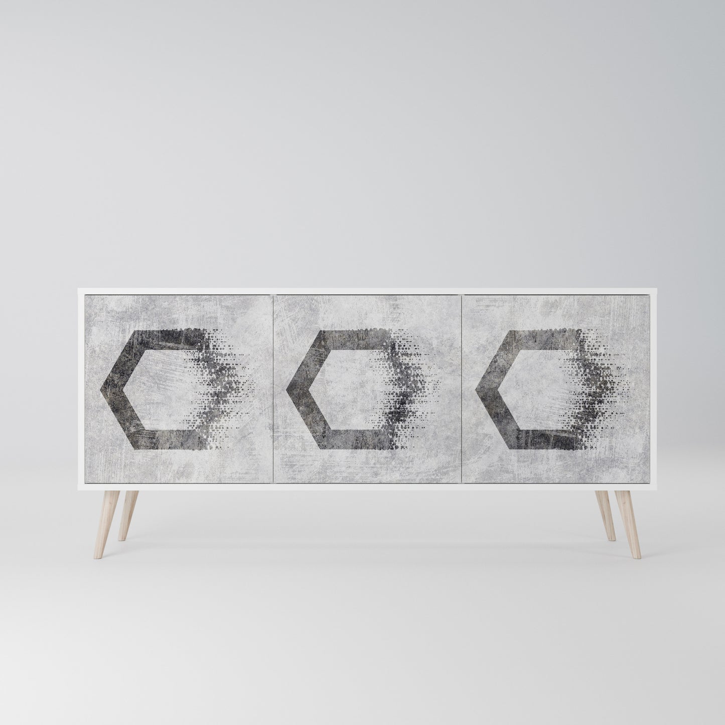 HEXAGONAL FIGURES Madia a 3 Ante in Finitura Bianca