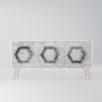 HEXAGONAL FIGURES Madia a 3 Ante in Finitura Bianca