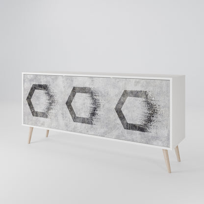 HEXAGONAL FIGURES Madia a 3 Ante in Finitura Bianca