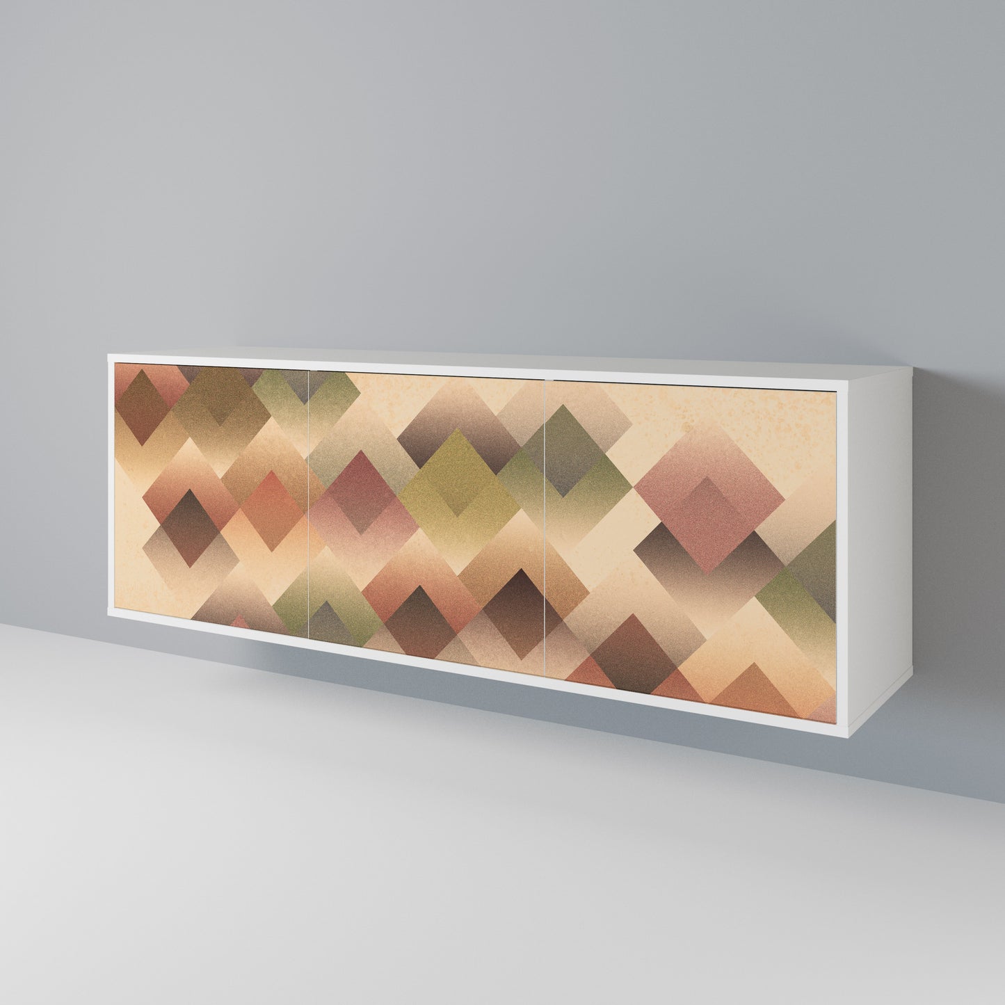 GEOMETRIC FUSION Madia a 3 Ante in Finitura Bianca