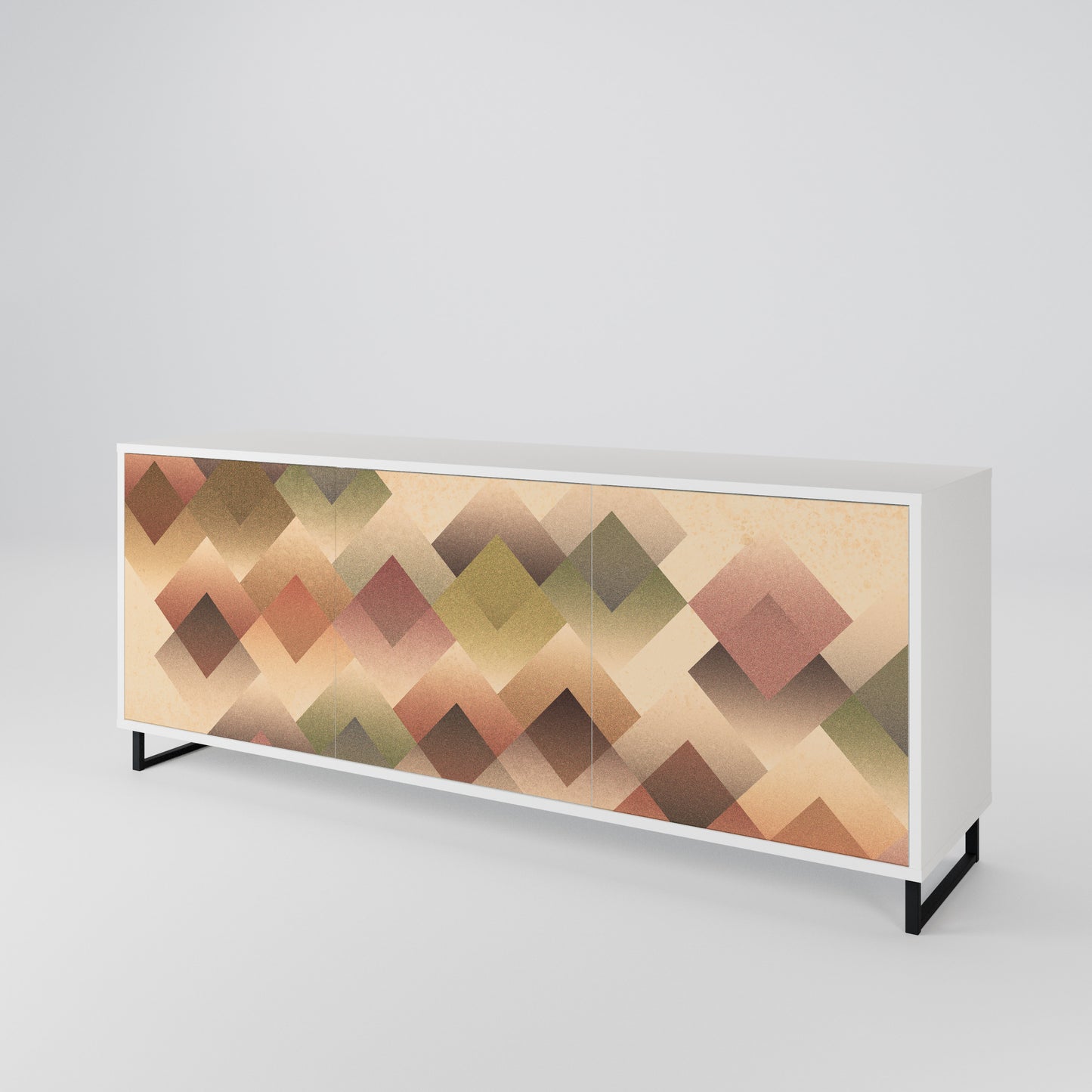 GEOMETRIC FUSION Madia a 3 Ante in Finitura Bianca