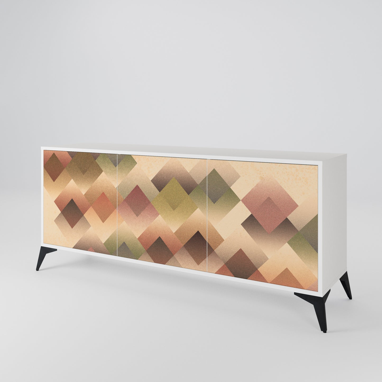 GEOMETRIC FUSION Madia a 3 Ante in Finitura Bianca