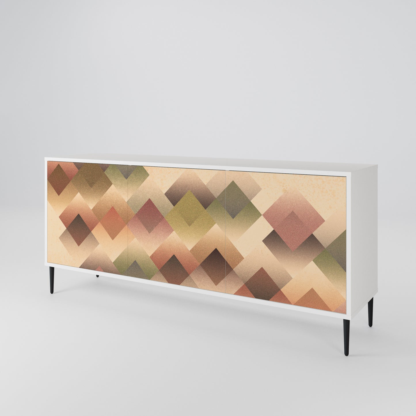 GEOMETRIC FUSION Madia a 3 Ante in Finitura Bianca