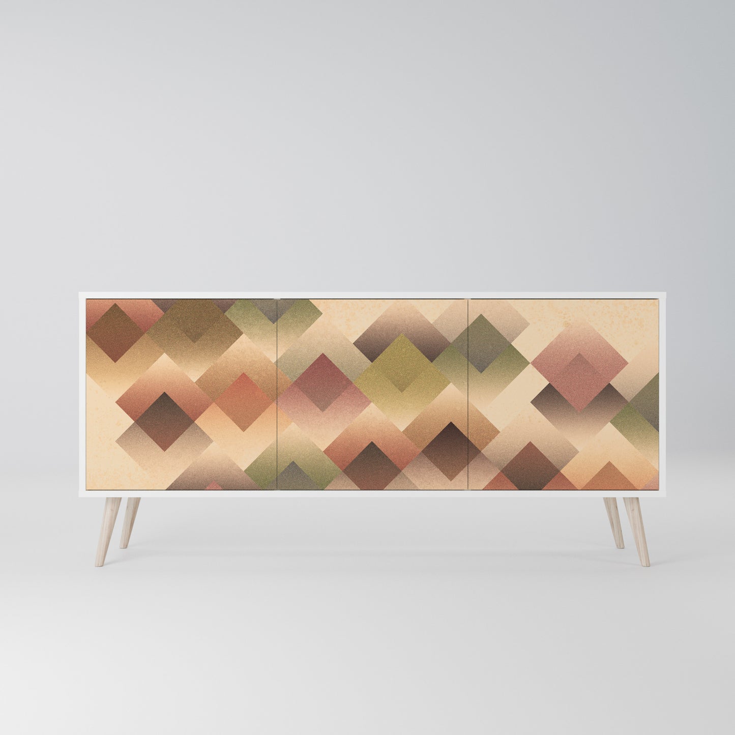 GEOMETRIC FUSION Madia a 3 Ante in Finitura Bianca