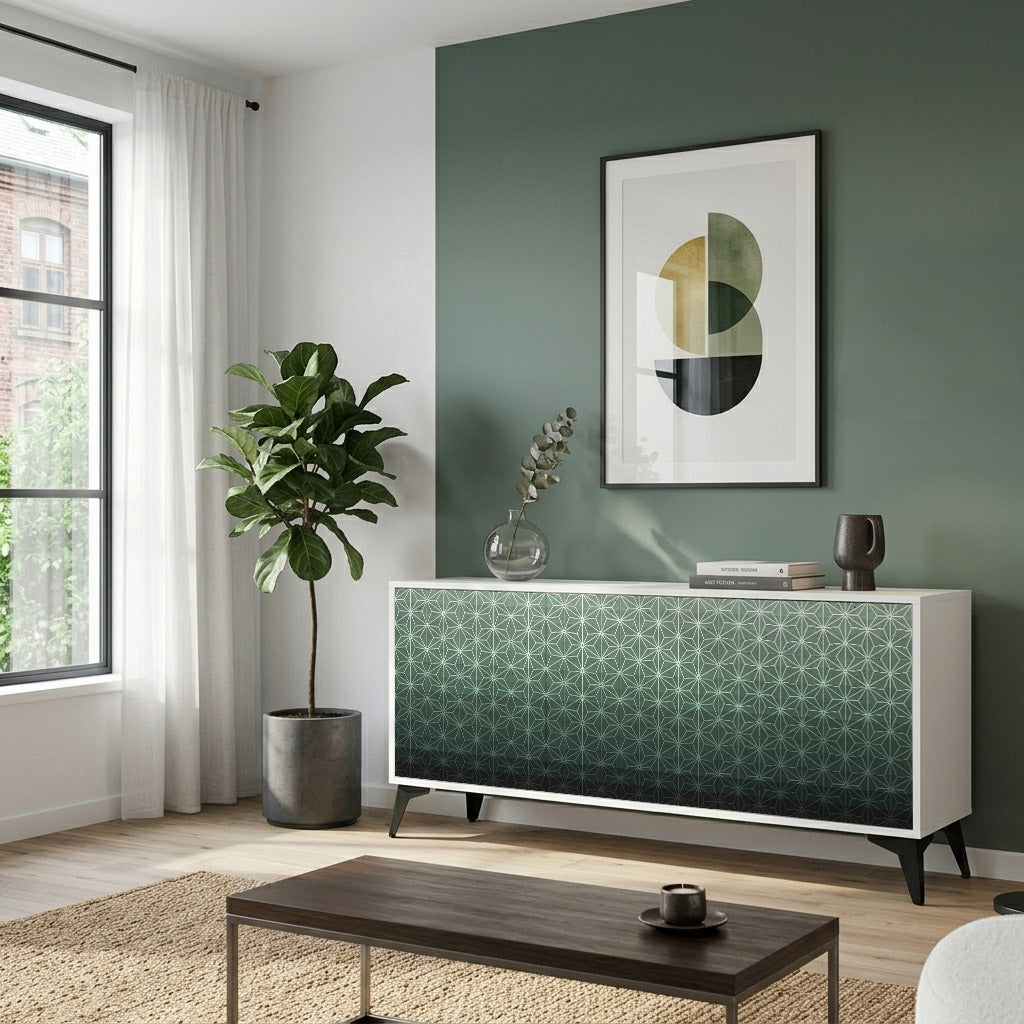 ORNAMENTAL GLIMMER Madia a 3 Ante in Finitura Bianca