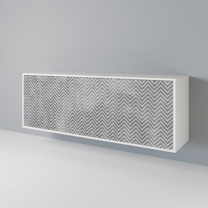 CONCRETE ZIG ZAG Madia a 3 Ante in Finitura Bianca