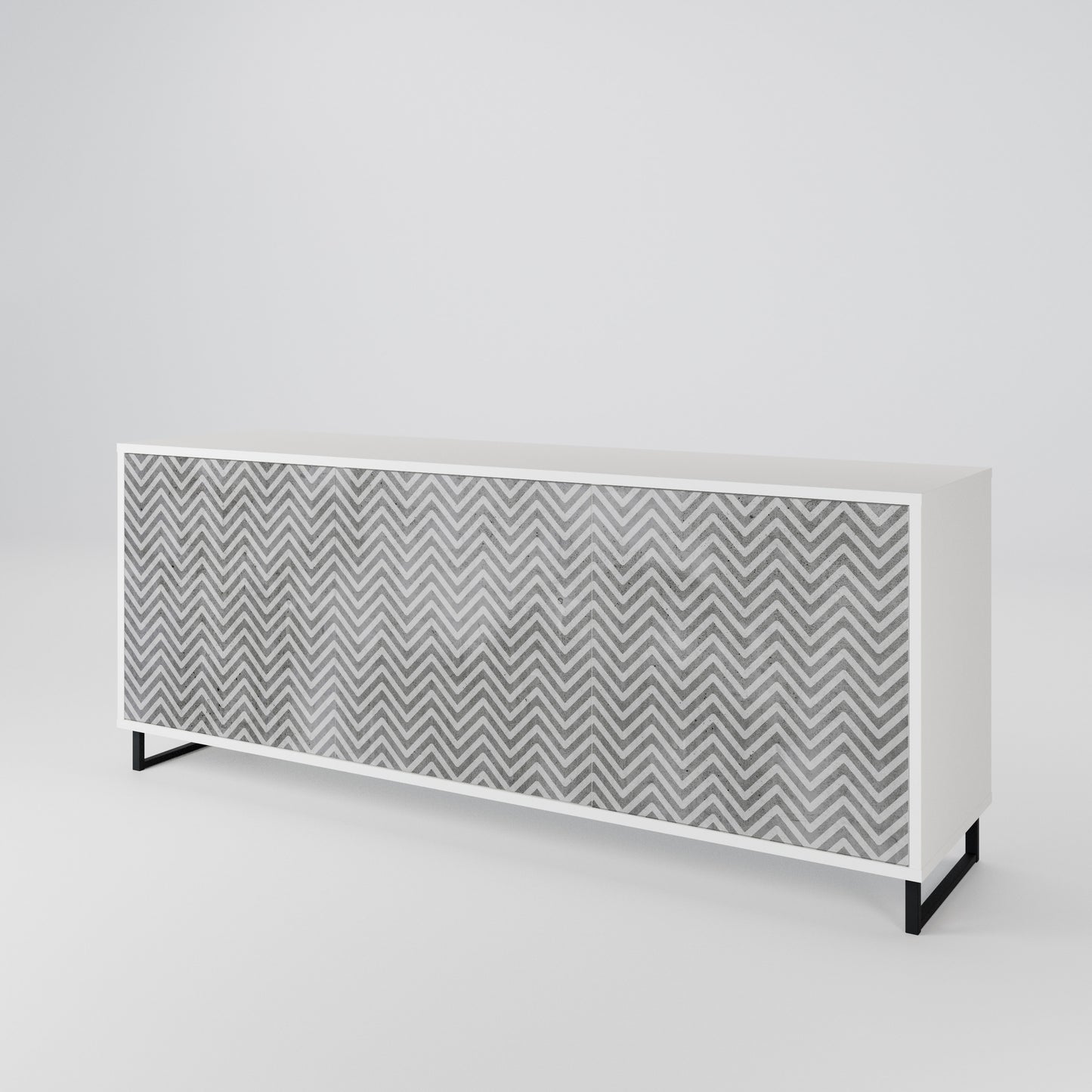 CONCRETE ZIG ZAG Madia a 3 Ante in Finitura Bianca