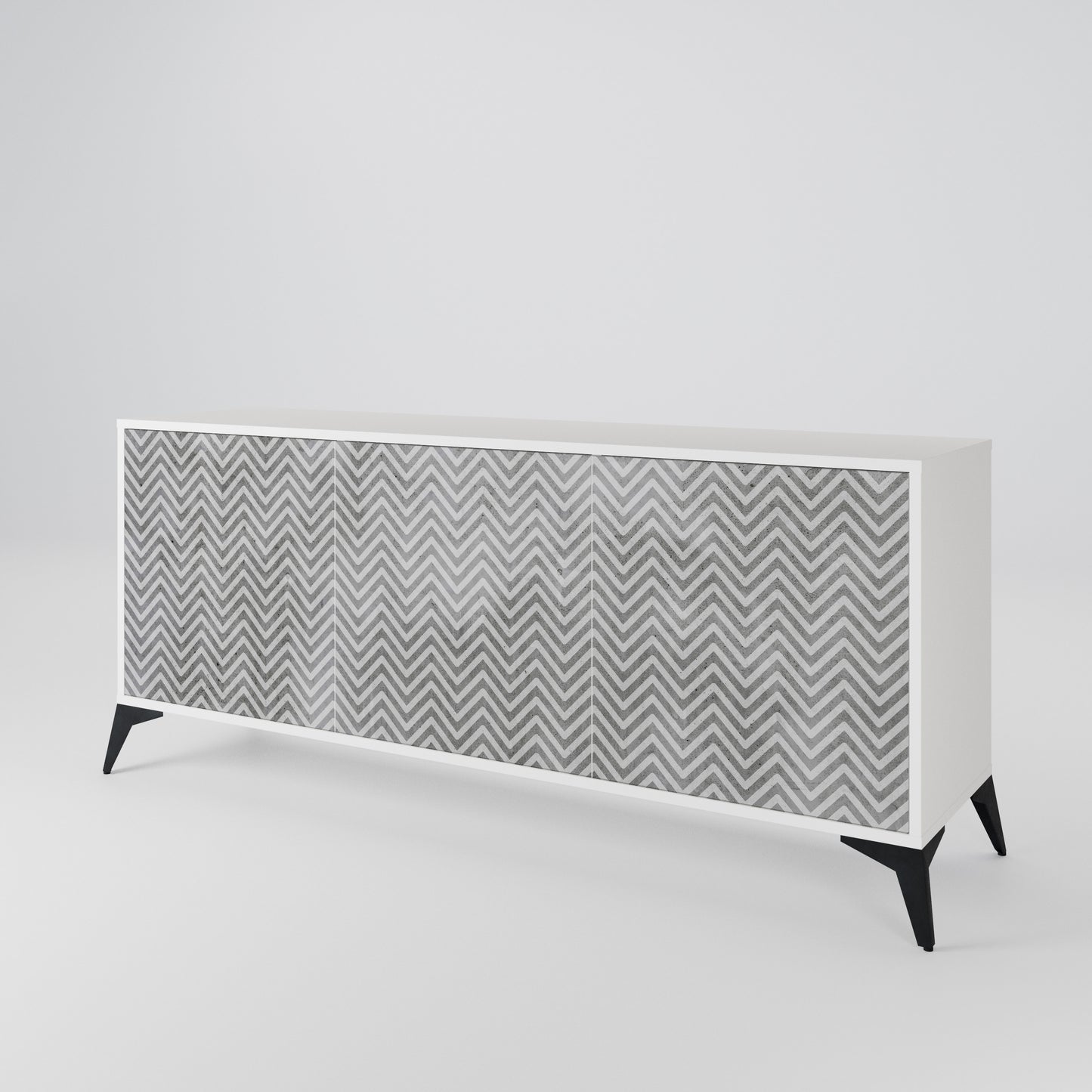 CONCRETE ZIG ZAG Madia a 3 Ante in Finitura Bianca