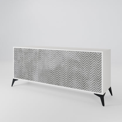 CONCRETE ZIG ZAG Madia a 3 Ante in Finitura Bianca