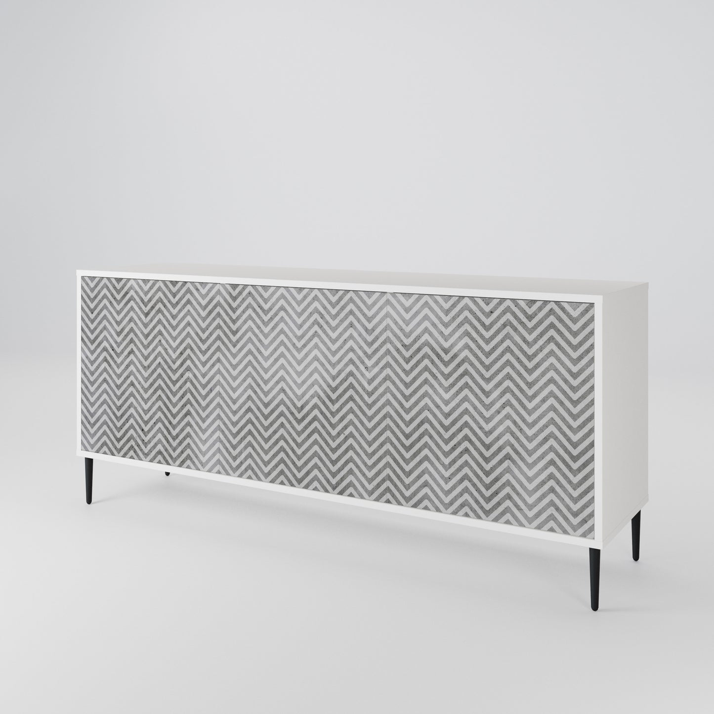 CONCRETE ZIG ZAG Madia a 3 Ante in Finitura Bianca
