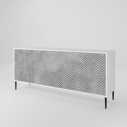 CONCRETE ZIG ZAG Madia a 3 Ante in Finitura Bianca