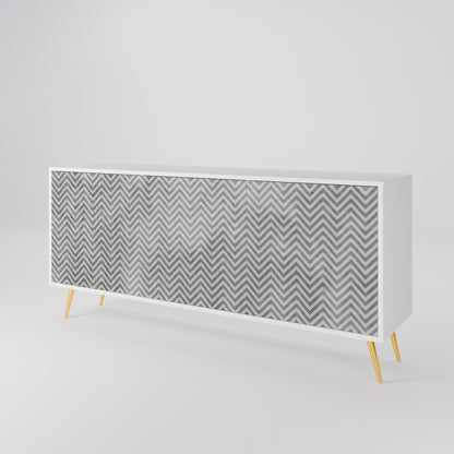 CONCRETE ZIG ZAG Madia a 3 Ante in Finitura Bianca