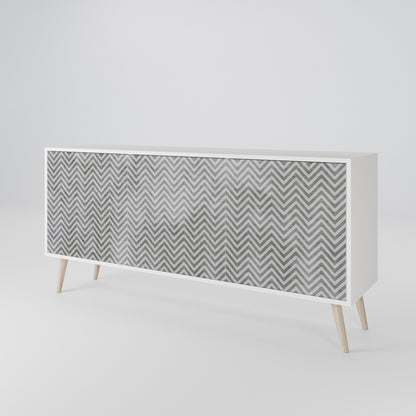 CONCRETE ZIG ZAG Madia a 3 Ante in Finitura Bianca