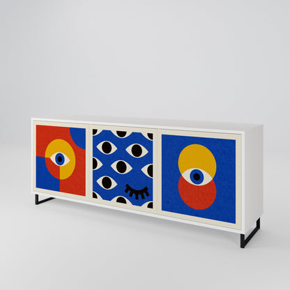 GEOMETRIC EYES Madia a 3 Ante in Finitura Bianca