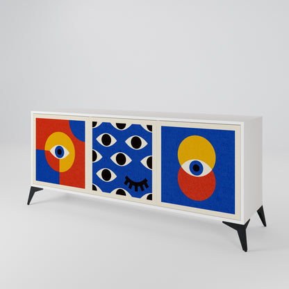 GEOMETRIC EYES Madia a 3 Ante in Finitura Bianca
