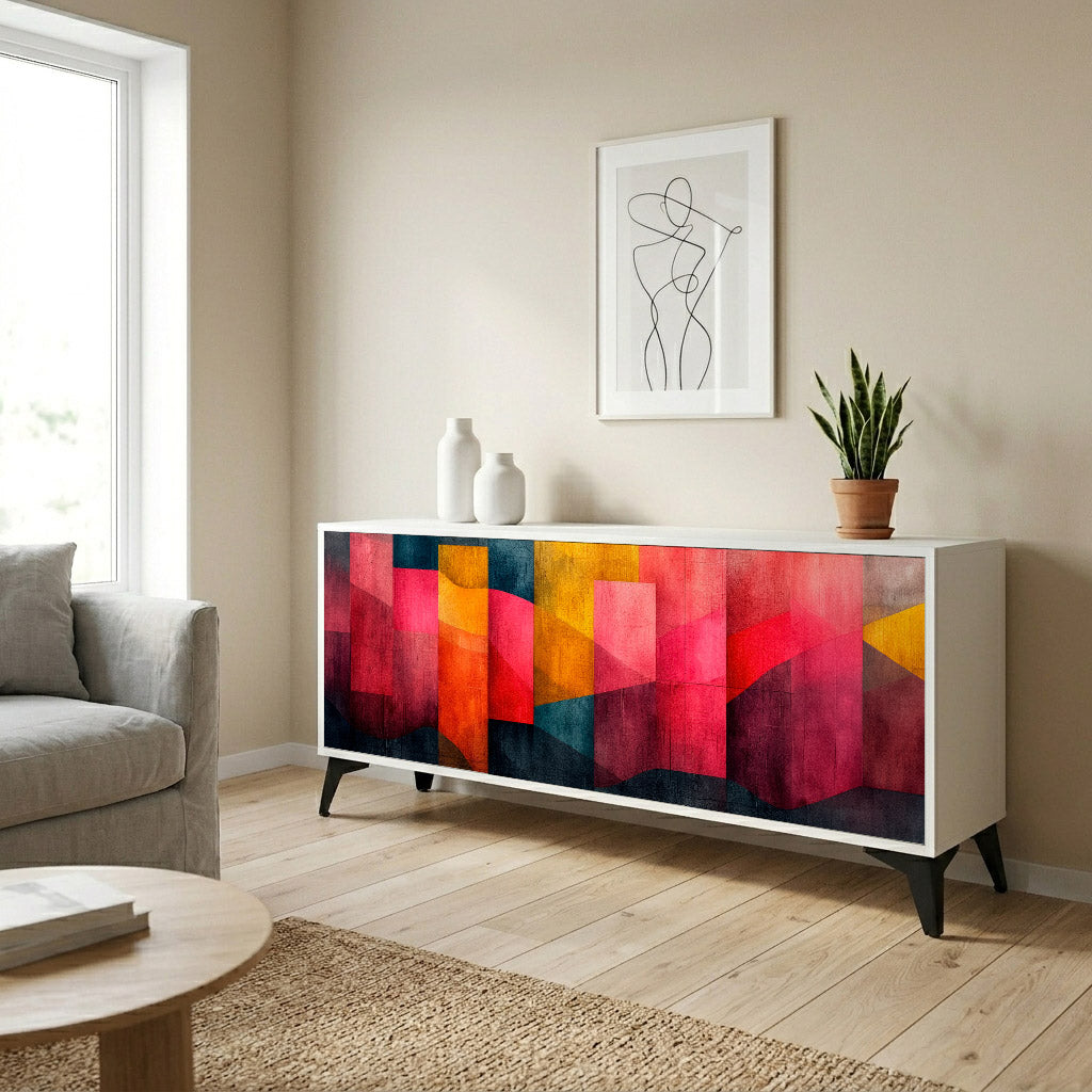 COLORFUL SOUNDS 3-Door Sideboard in White Finish