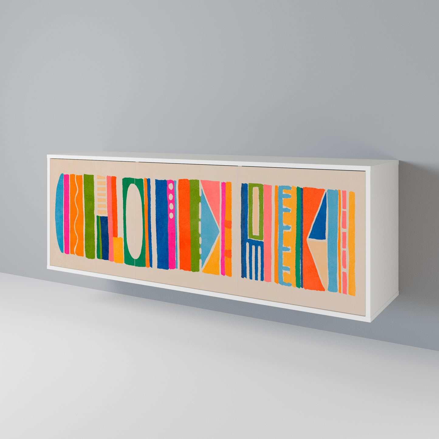 GEOMETRIC SHINE Madia a 3 Ante in Finitura Bianca