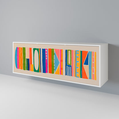 GEOMETRIC SHINE Madia a 3 Ante in Finitura Bianca