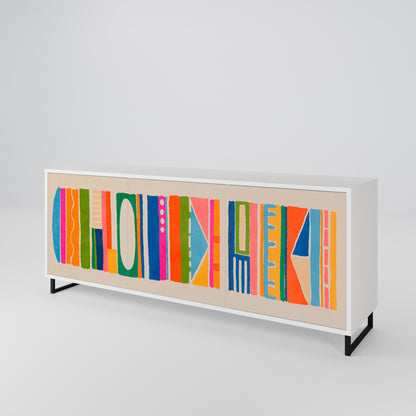 GEOMETRIC SHINE Madia a 3 Ante in Finitura Bianca