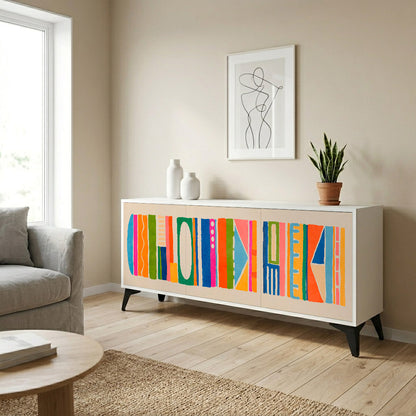GEOMETRIC SHINE Madia a 3 Ante in Finitura Bianca