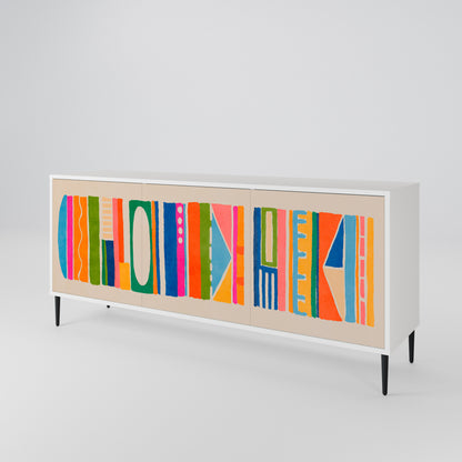 GEOMETRIC SHINE Madia a 3 Ante in Finitura Bianca