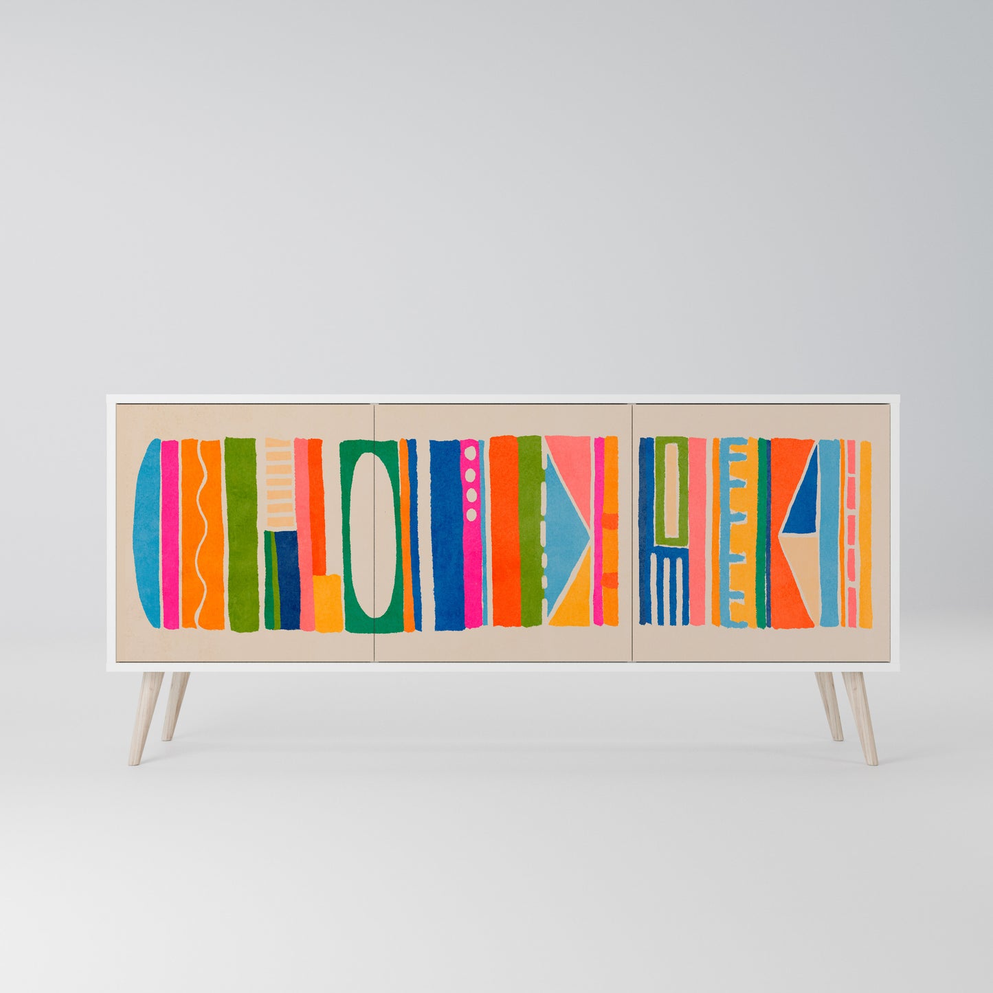 GEOMETRIC SHINE Madia a 3 Ante in Finitura Bianca