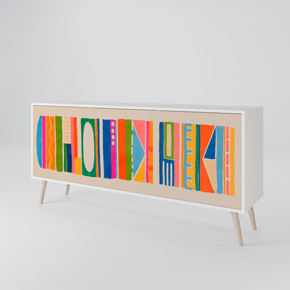 GEOMETRIC SHINE Madia a 3 Ante in Finitura Bianca