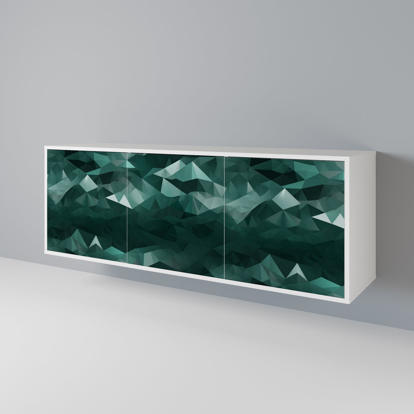 POLYGONAL FLOATING Madia a 3 Ante in Finitura Bianca