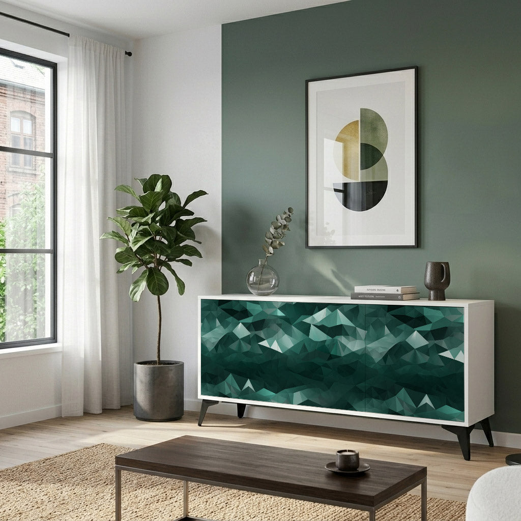 POLYGONAL FLOATING Madia a 3 Ante in Finitura Bianca