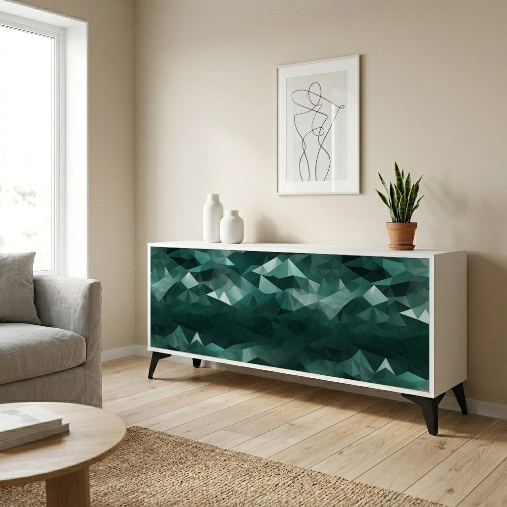 POLYGONAL FLOATING Madia a 3 Ante in Finitura Bianca