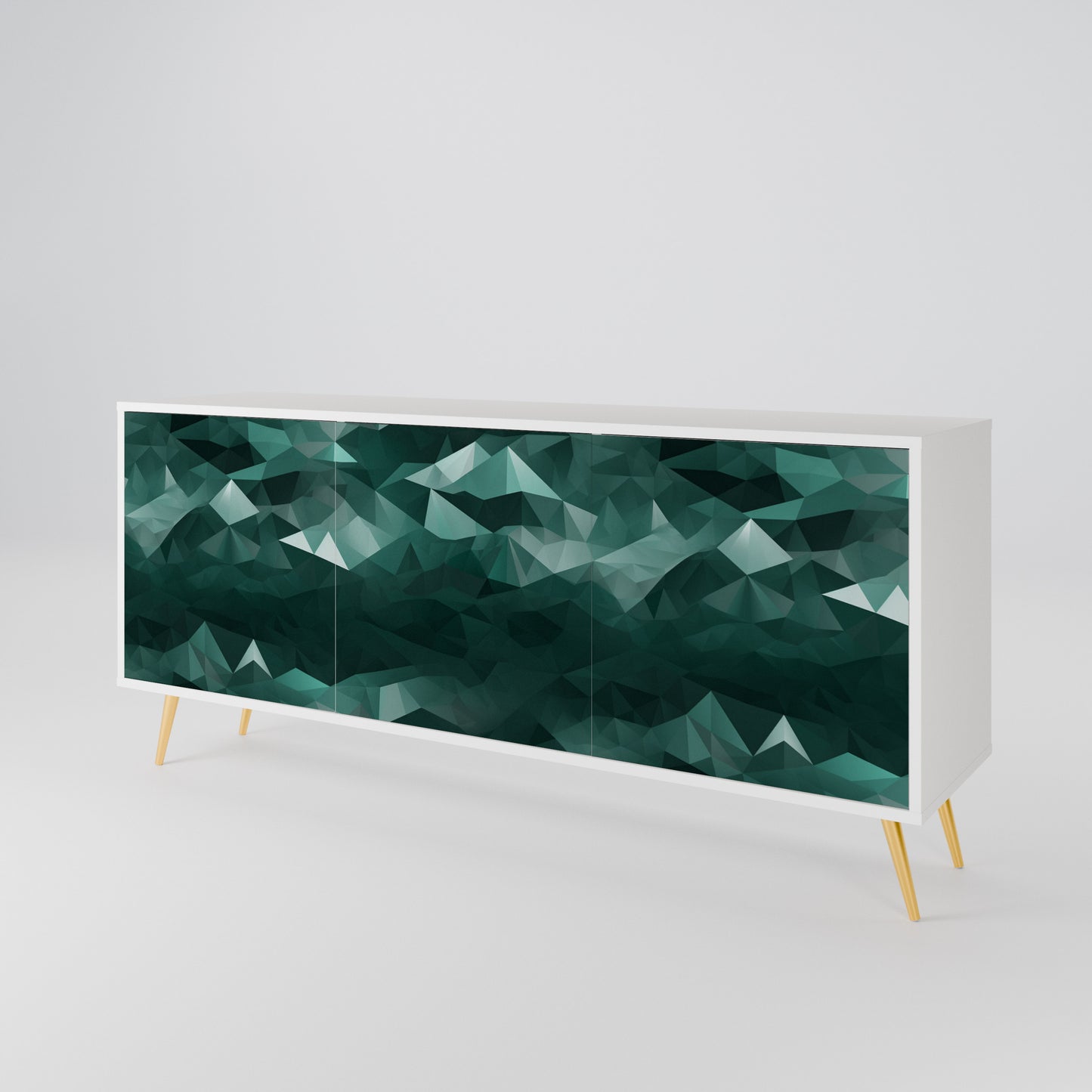 POLYGONAL FLOATING Madia a 3 Ante in Finitura Bianca