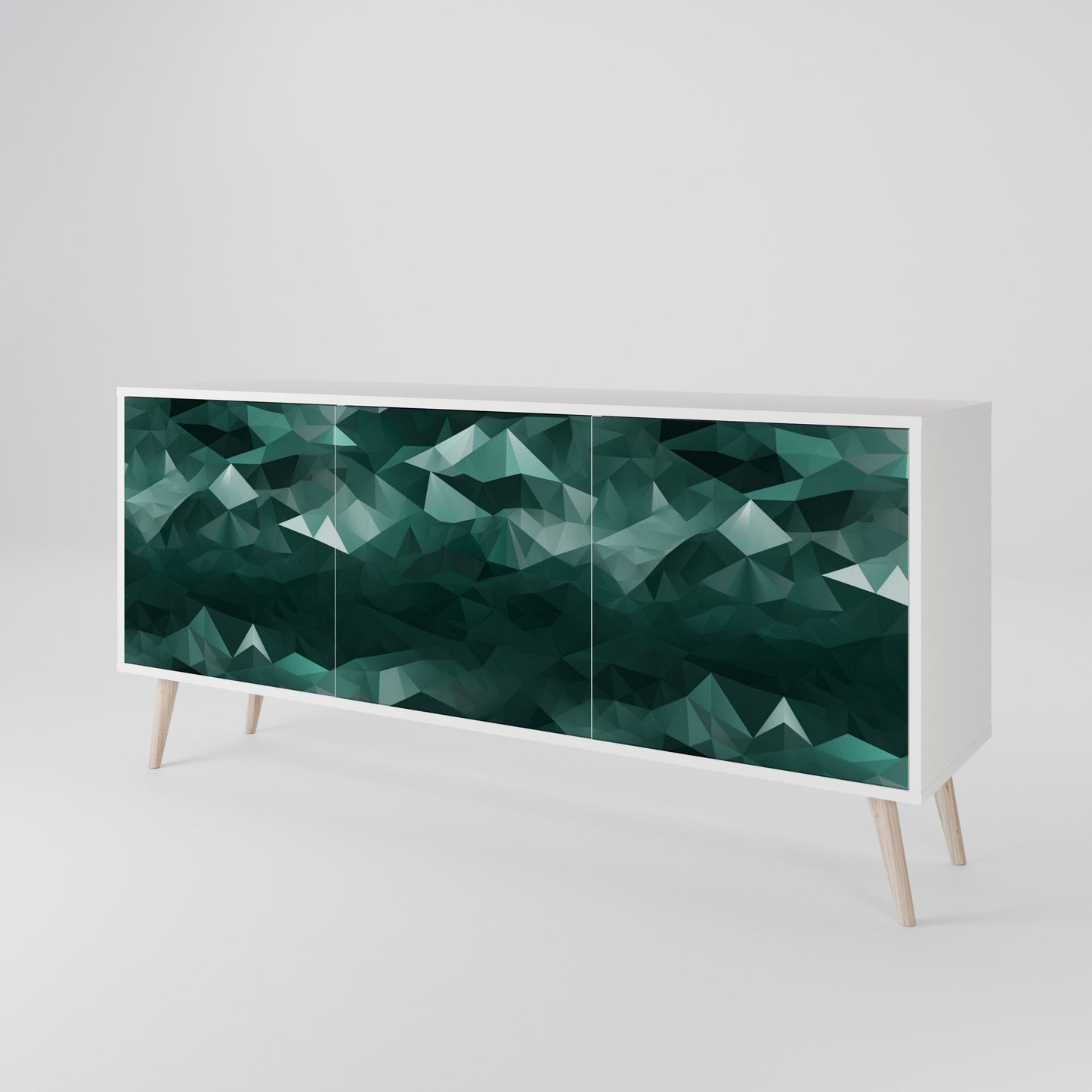 POLYGONAL FLOATING Madia a 3 Ante in Finitura Bianca