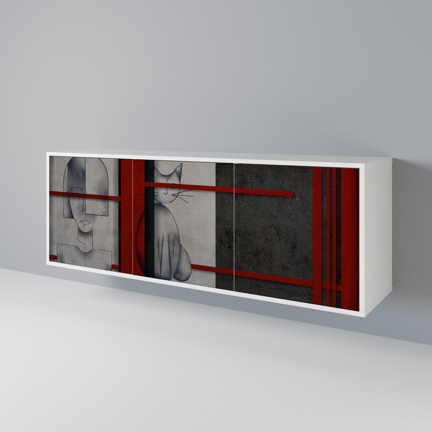 GRAY FIGURES Madia a 3 Ante in Finitura Bianca