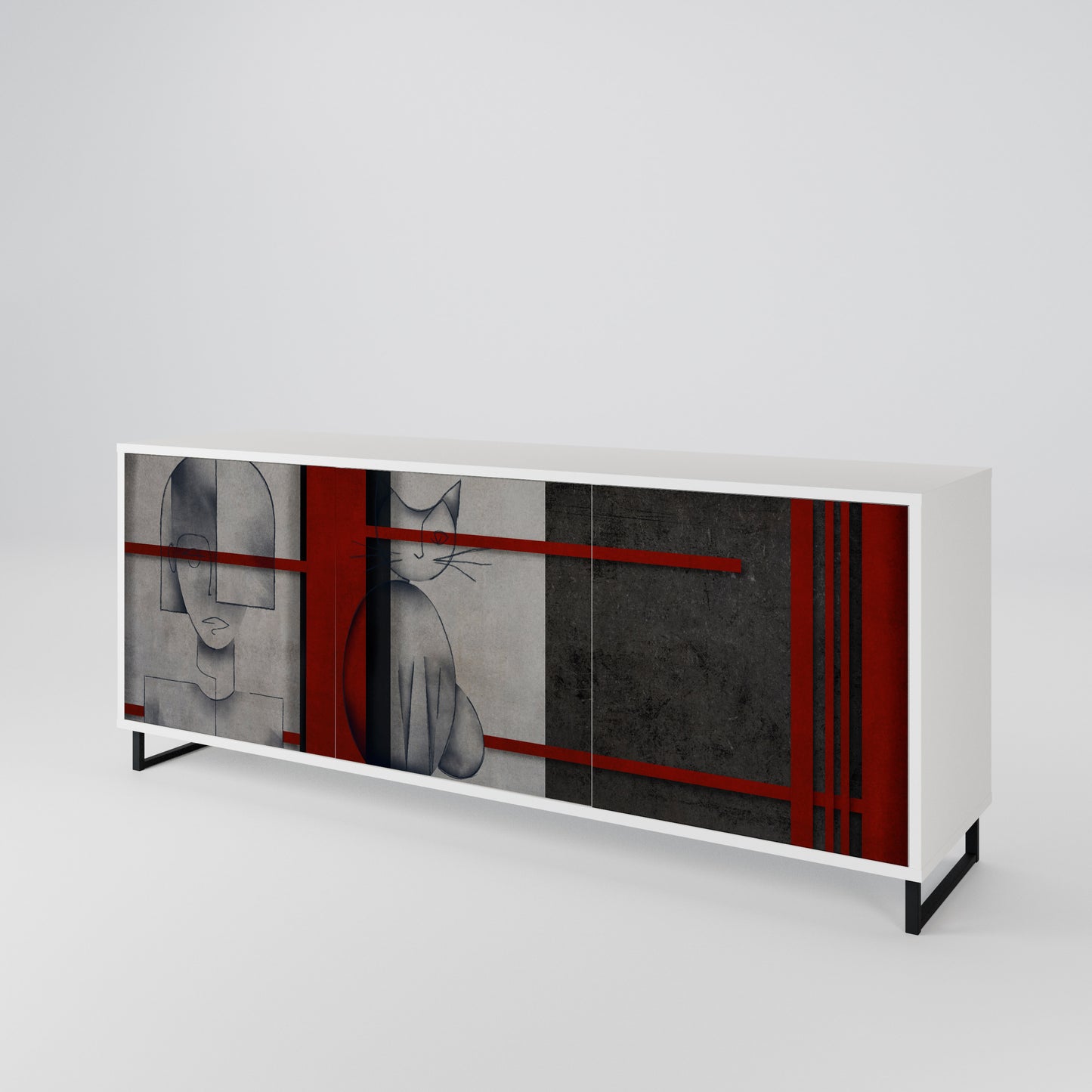 GRAY FIGURES Madia a 3 Ante in Finitura Bianca