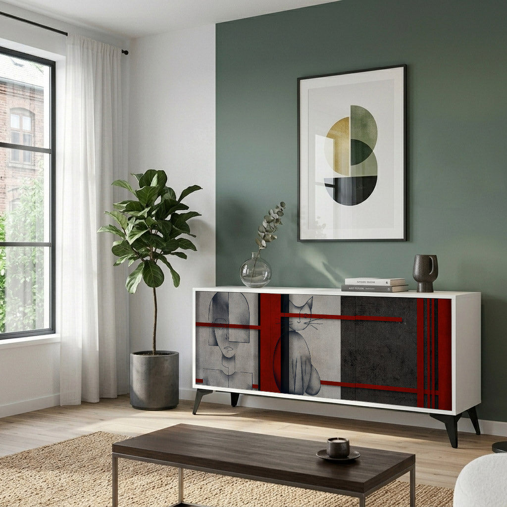 GRAY FIGURES Madia a 3 Ante in Finitura Bianca