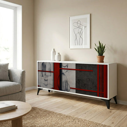 GRAY FIGURES Madia a 3 Ante in Finitura Bianca