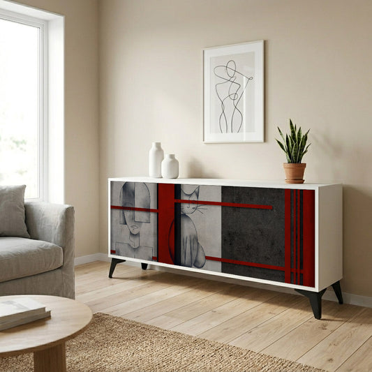 GRAY FIGURES 3-Door Sideboard in White Finish