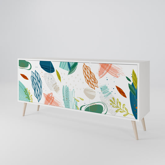 BOTANICAL HURRICANE 3-Door Sideboard in White Finish