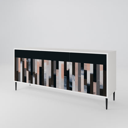 COLLAGE OF RECTANGLES 3-Door Sideboard in White Finish