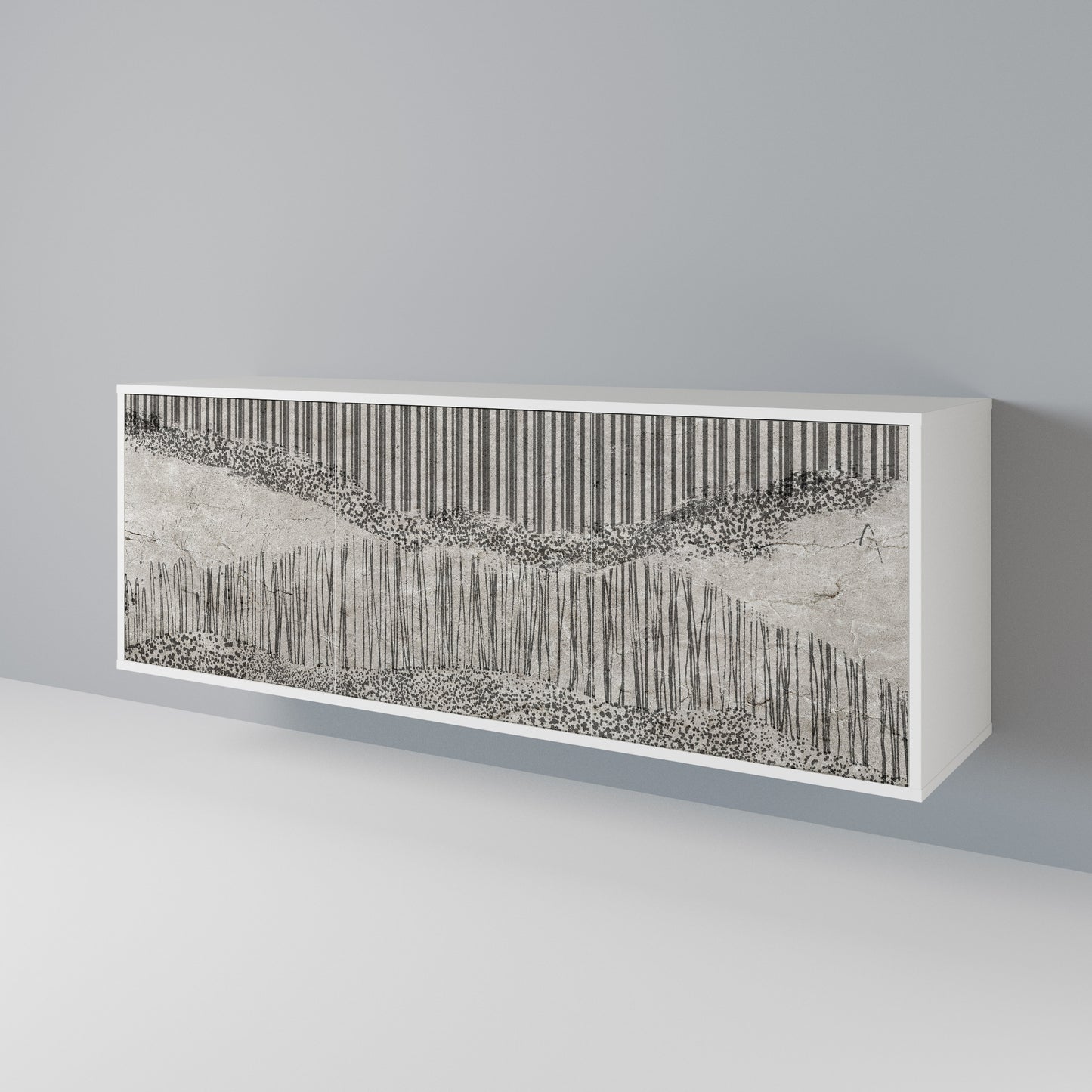 GRAIN LINES Madia a 3 Ante in Finitura Bianca