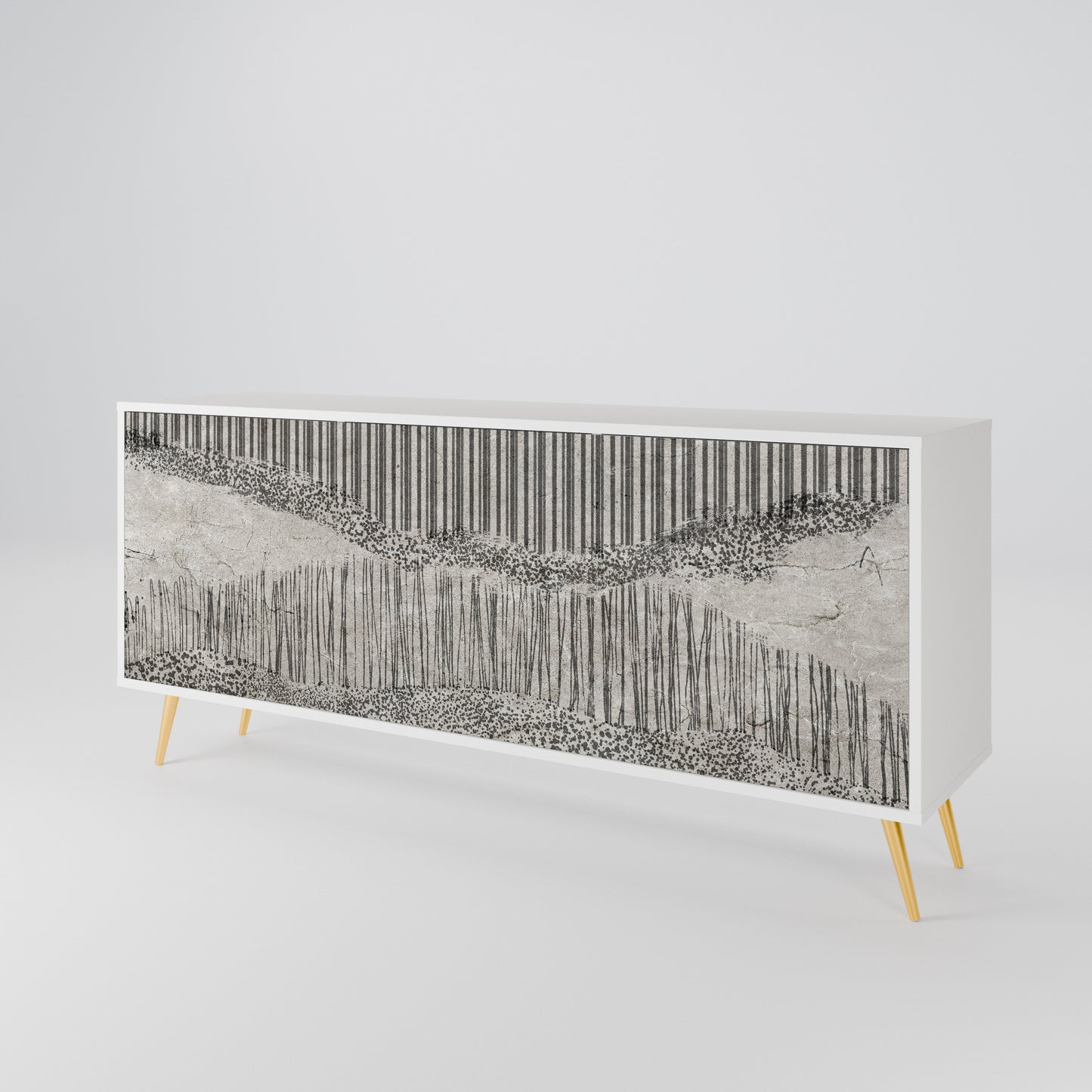 GRAIN LINES Madia a 3 Ante in Finitura Bianca