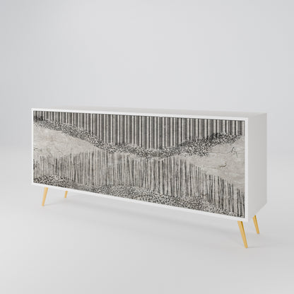 GRAIN LINES Madia a 3 Ante in Finitura Bianca