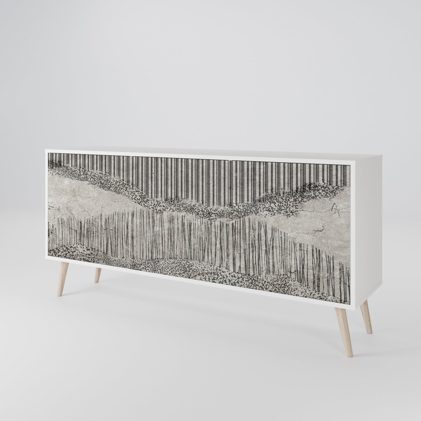GRAIN LINES Madia a 3 Ante in Finitura Bianca