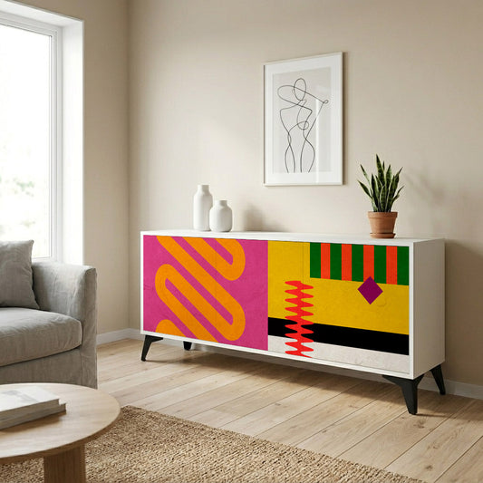 VIVID ART 3-Door Sideboard in White Finish
