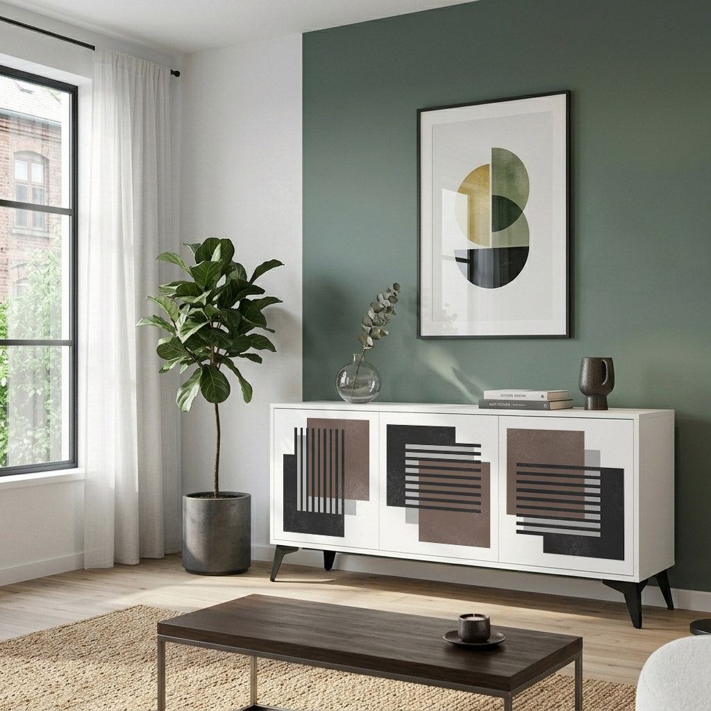 SHADOW SYNCHRONY Madia a 3 Ante in Finitura Bianca