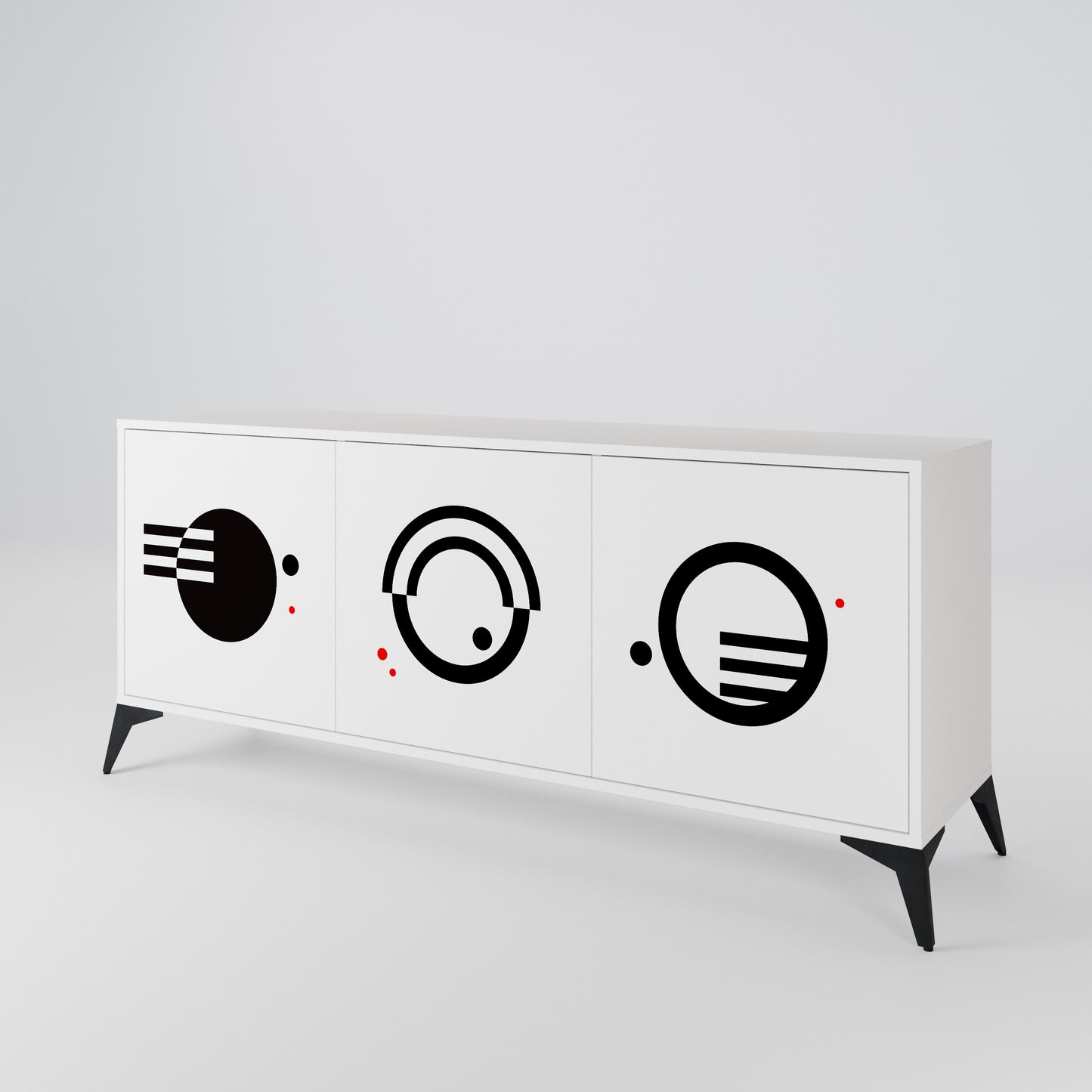 BLACK AND WHITE COMBINATION Madia a 3 Ante in Finitura Bianca