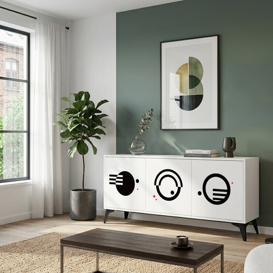BLACK AND WHITE COMBINATION 3-Door Sideboard in White Finish