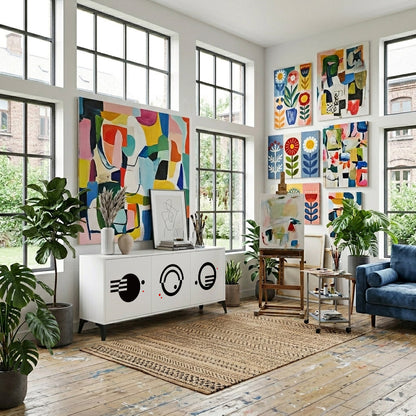 BLACK AND WHITE COMBINATION Madia a 3 Ante in Finitura Bianca