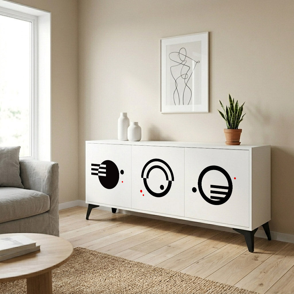 BLACK AND WHITE COMBINATION Madia a 3 Ante in Finitura Bianca