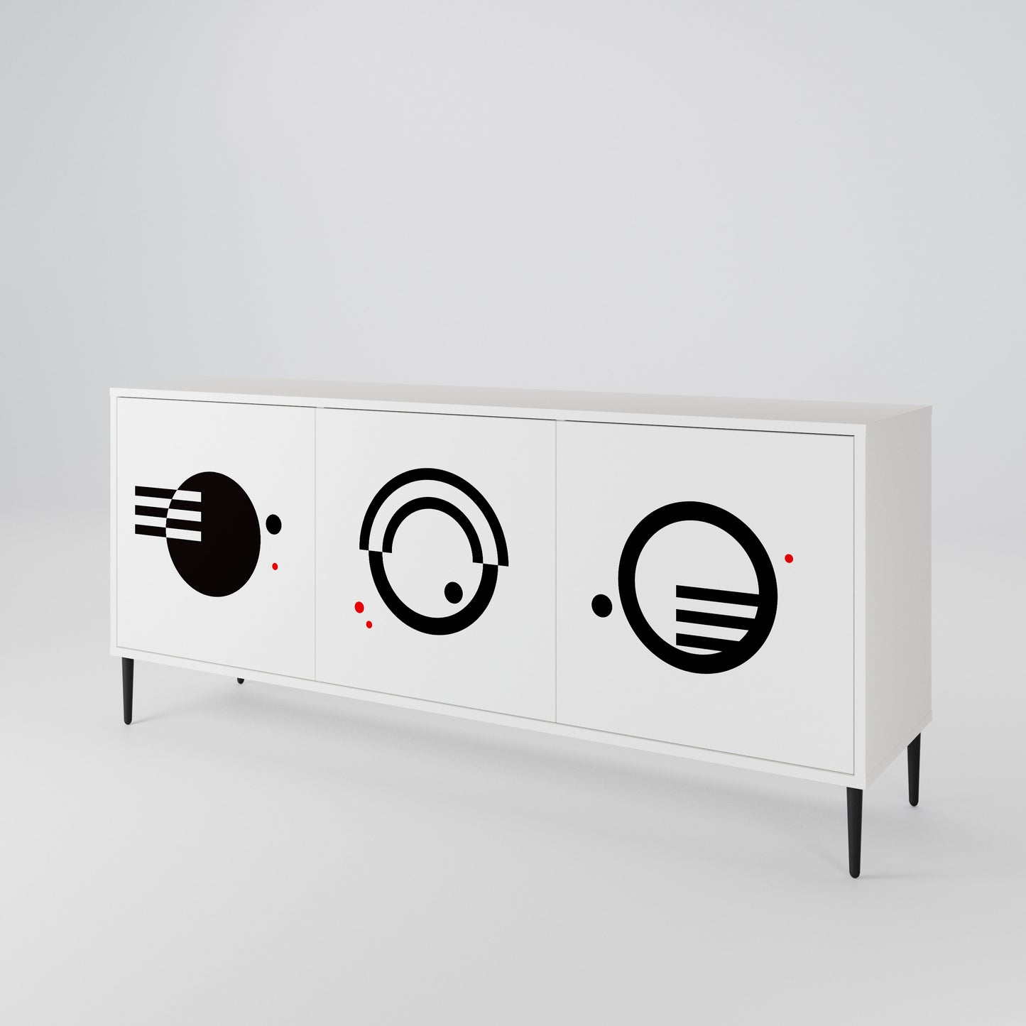 BLACK AND WHITE COMBINATION Madia a 3 Ante in Finitura Bianca